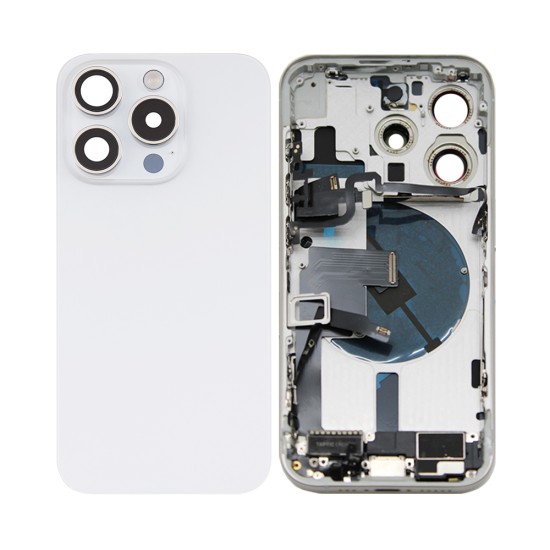Tampa Traseira+Frame+Flex Apple iPhone 15 Pro com  Wireless Charge+Flashlight Flex Branco